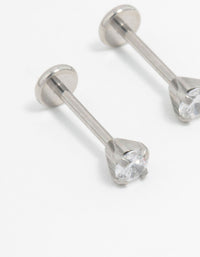 Surgical Steel Plain Cubic Zirconia Flatback Studs 2-Pack - link has visual effect only