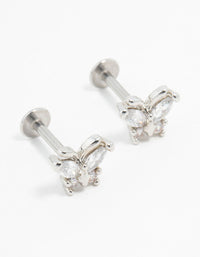 Surgical Steel Cubic Zirconia Butterfly Flat Backs - link has visual effect only
