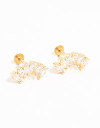 Gold Plated Surgical Steel Curved Cubic Zirconia Flat Backs - link has visual effect only
