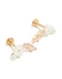 Gold Plated Surgical Flower Crawler Flat Back Studs - link has visual effect only