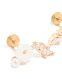 Gold Plated Surgical Flower Crawler Flat Back Studs - link has visual effect only