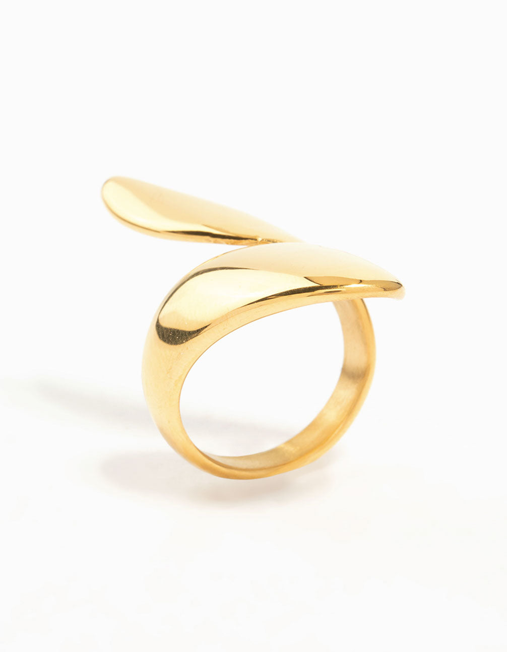 Waterproof Gold Plated Stainless Steel Elongated Wrapped Ring