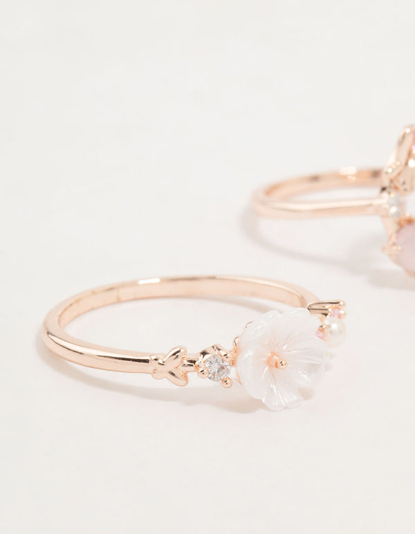 Flower Ring Rose Gold Cubic Zirconia Rings Rose Gold Flower Circle
