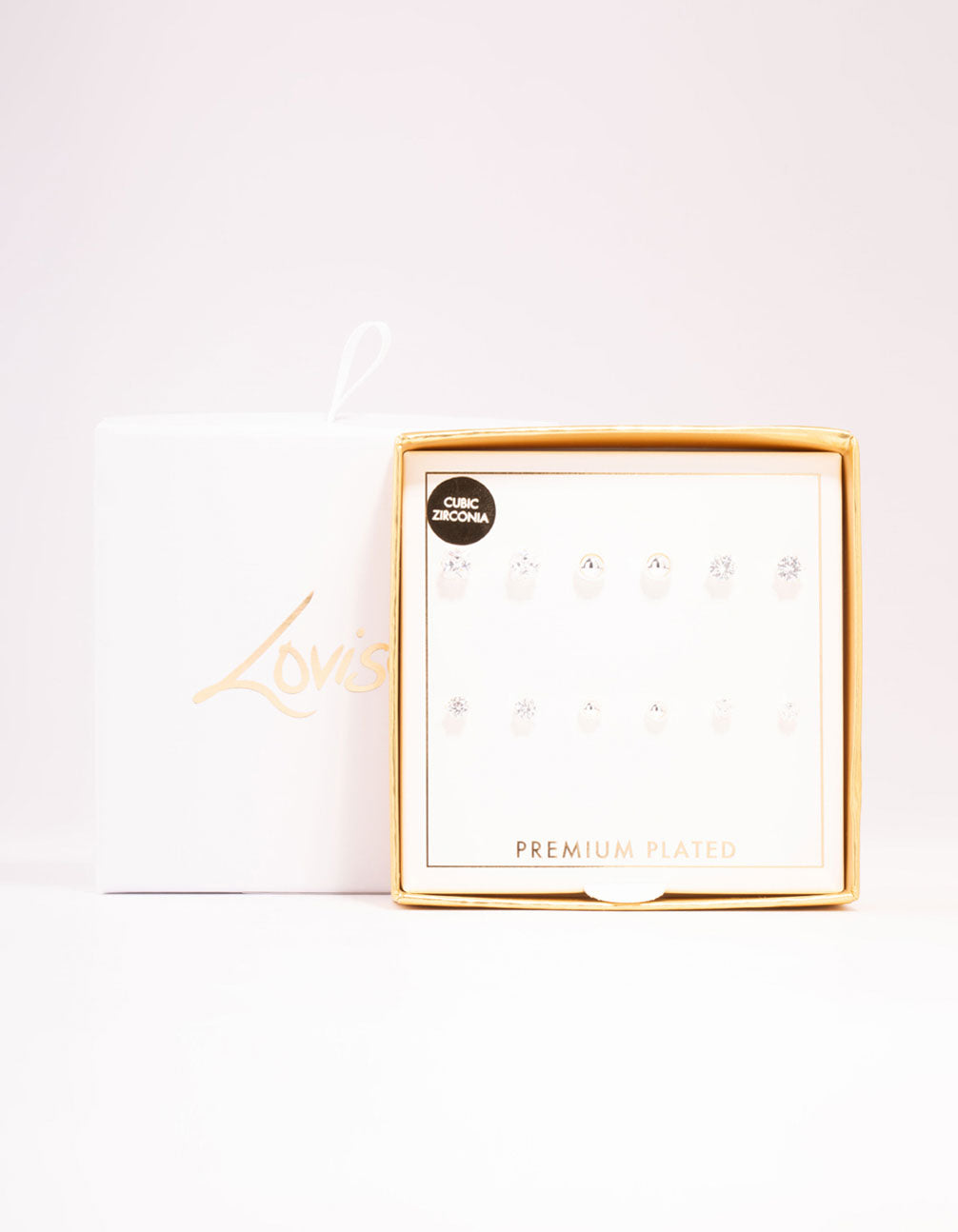 Silver Plated Cubic Zirconia & Ball Stud Earrings 6-Pack