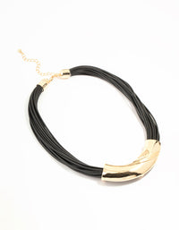 Black & Gold Textured Statement Necklace - link has visual effect only