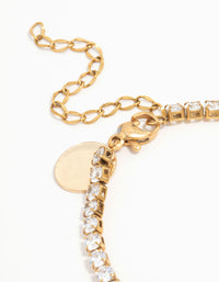 Waterproof Gold Plated Stainless Steel Cubic Zirconia Tennis Bracelet - link has visual effect only