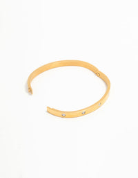Waterproof Gold Plated Stainless Steel Diamante Hinge Bangle - link has visual effect only