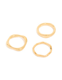 Featuring waterproof gold plated stainless steel organic rings 3-pack front view - link has visual effect only