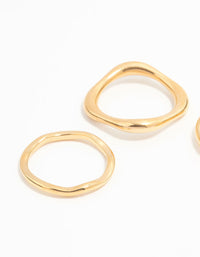 Waterproof Gold Plated Stainless Steel Organic Rings 3-Pack - link has visual effect only