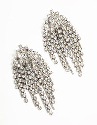 Gunmetal Diamante Cup Chain Drop Earrings - link has visual effect only