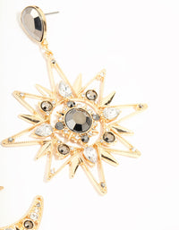 Gold Celestial Diamante Drop Earrings - link has visual effect only