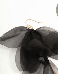 Black Chiffon Fabric Petal Leaf Drop Earrings - link has visual effect only