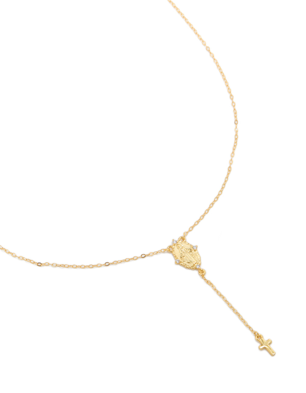 Gold Plated Sterling Silver Rosary Cross Necklace