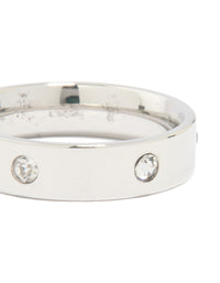 Waterproof Stainless Steel Cubic Zirconia Cocktail Band Ring - link has visual effect only