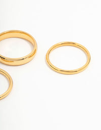 Crafted from waterproof gold plated stainless steel fanned stacking rings in a 3-pack side detail view - link has visual effect only