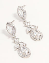 Silver Cubic Zirconia Halo Drop Earrings - link has visual effect only