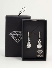 Silver Cubic Zirconia Halo Hook Earrings - link has visual effect only