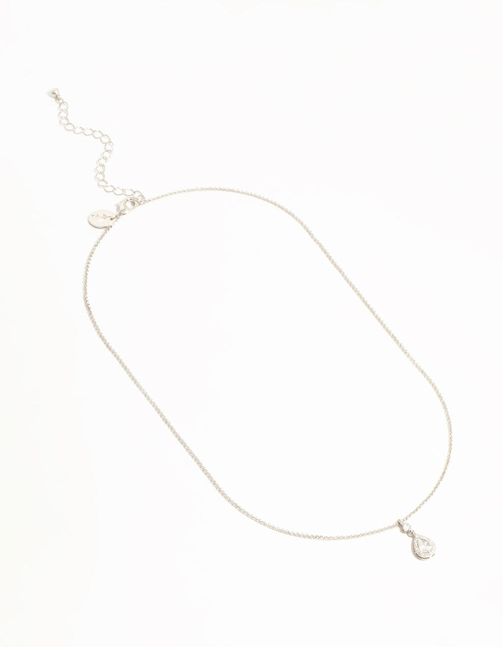 Silver Pear Cubic Zirconia Pendant Necklace