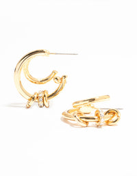Gold Plated Multi Illusion Ring Hoop Earrings - link has visual effect only
