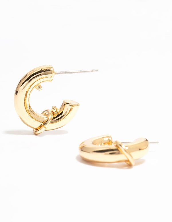 Gold Plated Mini Chubby Rondell Hoop Earrings