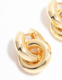 Gold Plated Rondell Huggie Drop Earrings - link has visual effect only