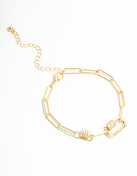 Gold Plated Mini Oval Rondell Link Bracelet - link has visual effect only