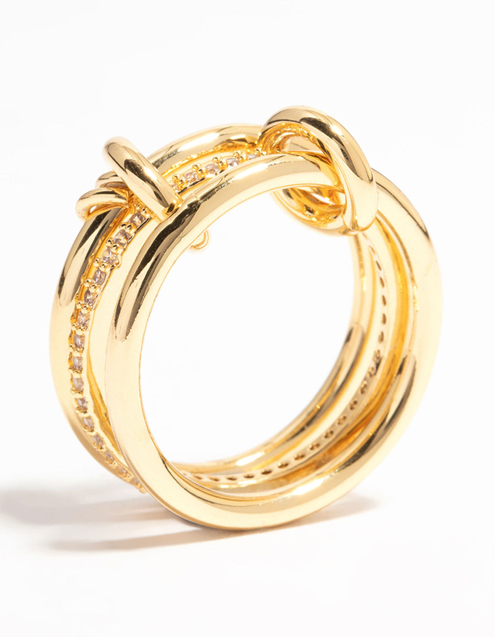 Gold Plated Stacked Ring With Connected Links