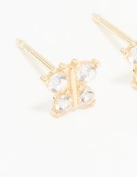 14KT Solid Yellow Gold Cubic Zirconia Butterfly Piercing Stud - link has visual effect only
