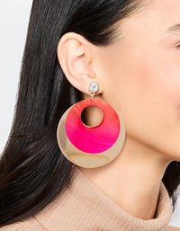 Gold Pink Diamante &  Circle Drop Earrings - link has visual effect only