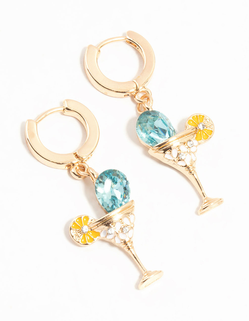 Gold Cocktail Drop Huggie Earrings
