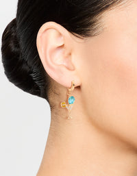 Gold Cocktail Drop Huggie Earrings - link has visual effect only