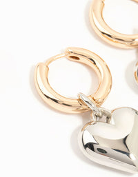 Mixed Metals Medium Chubby Heart Drop Huggie Earrings - link has visual effect only
