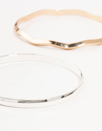 Mixed Metals Plain & Wavy Bangles 4-Pack - link has visual effect only