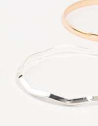 Mixed Metals Plain & Wavy Bangles 4-Pack - link has visual effect only