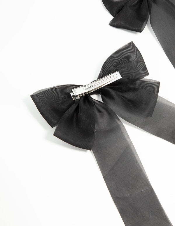 Black Organza Fabric Large Bows 2-Pack