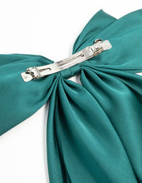 Green Satin Fabric Bow Drop Clip - link has visual effect only