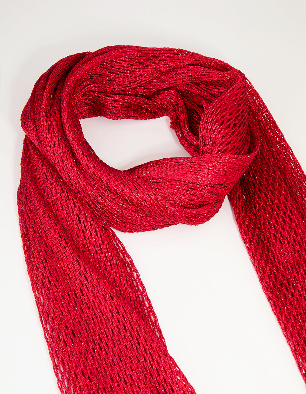 Red Fabric Draped Long Scarf