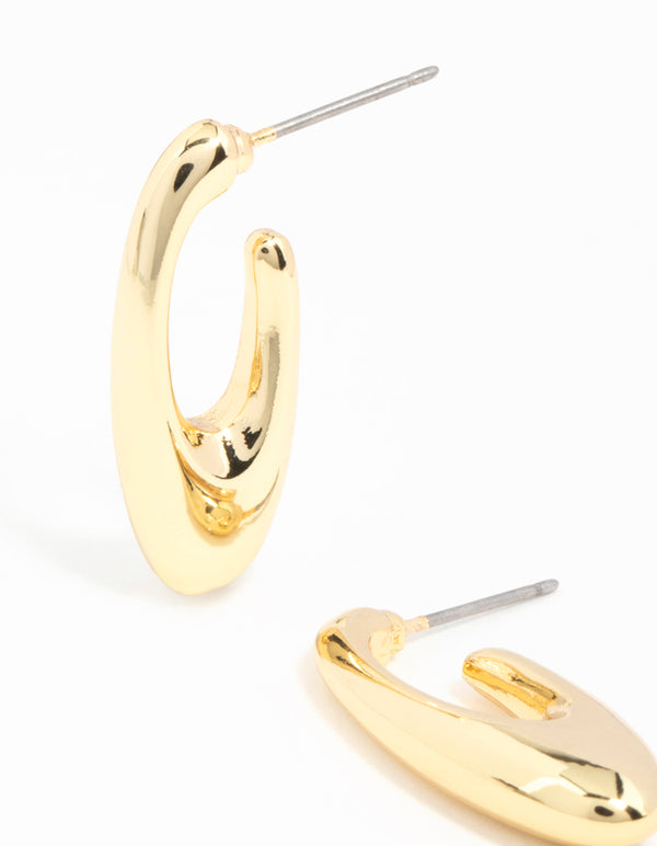 Gold Plated Drop Mini Hoop Earrings