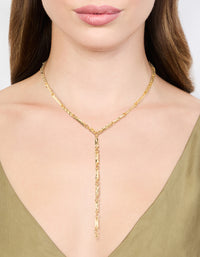 Gold Plated Rectangle & Hammered Y-Necklace - link has visual effect only