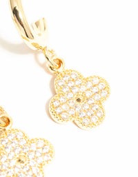 Gold Plated Cubic Zirconia Flower Drop Earrings - link has visual effect only