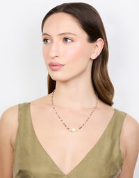 Gold Freshwater Pearl & Mini Purple Bead Necklace - link has visual effect only