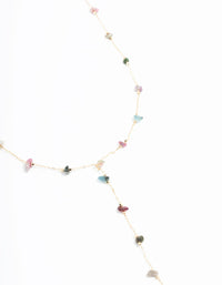 Gold Semiprecious Chip Chain Y-Necklace - link has visual effect only