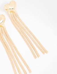 Gold Heart Snake Chain Drop Earrings - link has visual effect only