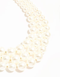 Gold Plated Pearl Triple Row Layered Necklace - link has visual effect only