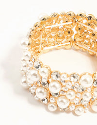 Gold Pearl & Diamante Stretch Bracelet - link has visual effect only
