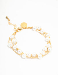 Gold Plated Pearl Layered Bracelet - link has visual effect only