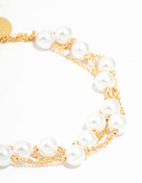 Gold Plated Pearl Layered Bracelet - link has visual effect only
