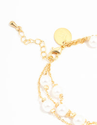 Gold Plated Pearl Layered Bracelet - link has visual effect only