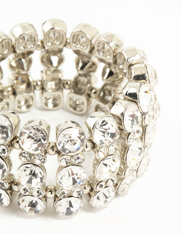 Silver Layered Diamante Bracelet