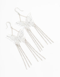 Silver Butterfly Cupchain Drop Earrings - link has visual effect only